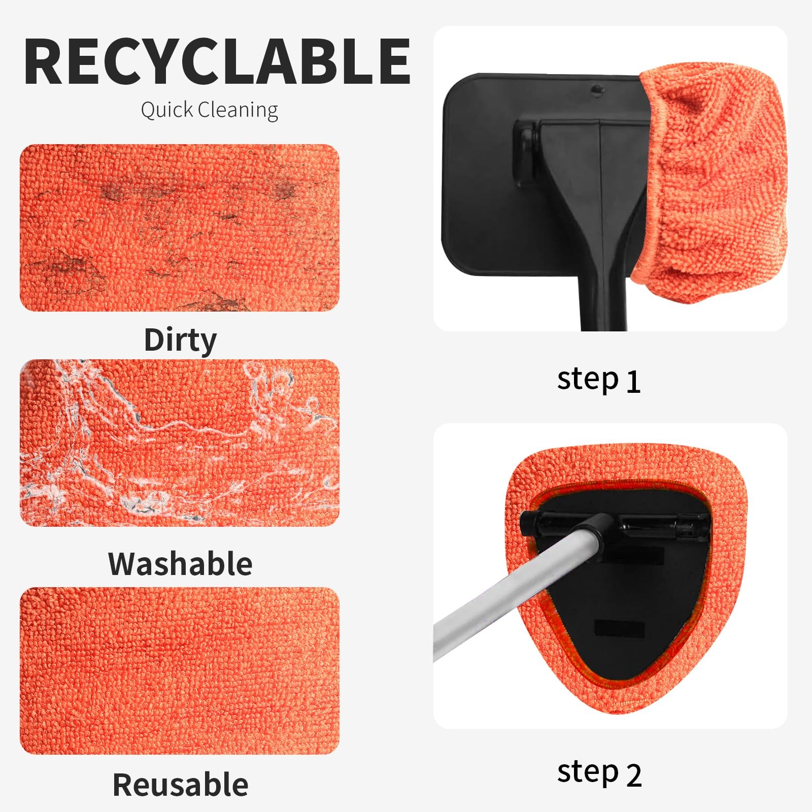 XINDELL 5 Pack Windshield Cleaner Microfiber Pads – Triangle, Crimson Orange