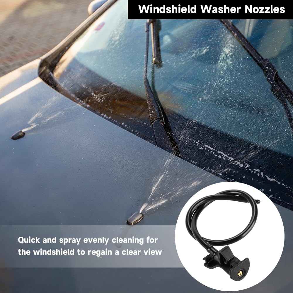 A Front Windshield Washer Nozzles Spray Jet 7.87 x 7.08 x 0.78 inches, Black