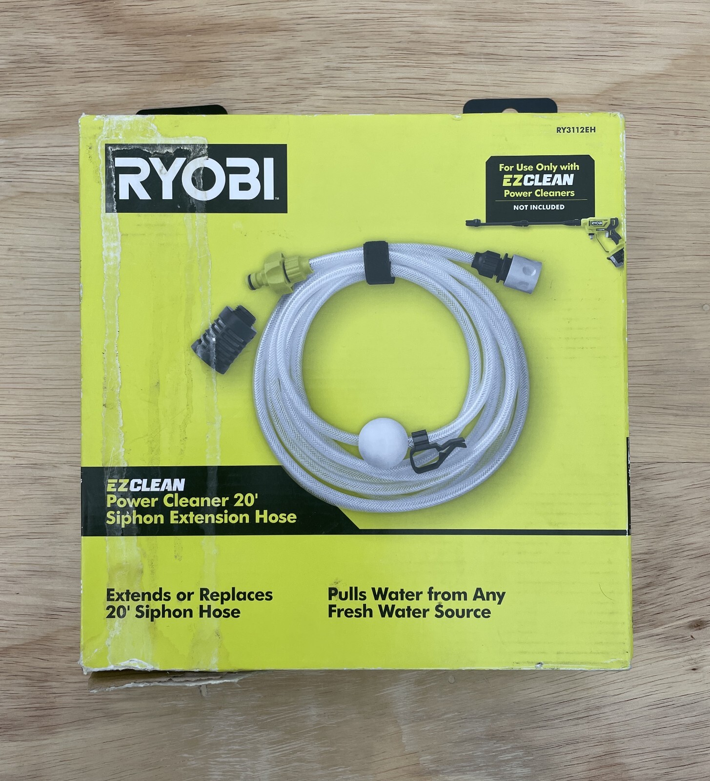 RYOBI EZClean Power Cleaner 20 ft. Pressure Washer Hose Extension White