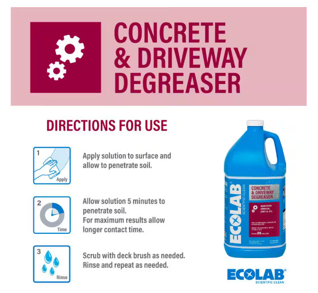 ECOLAB 1 Gal. Concrete and Driveway Degreaser Concentrate Pressure Wash,