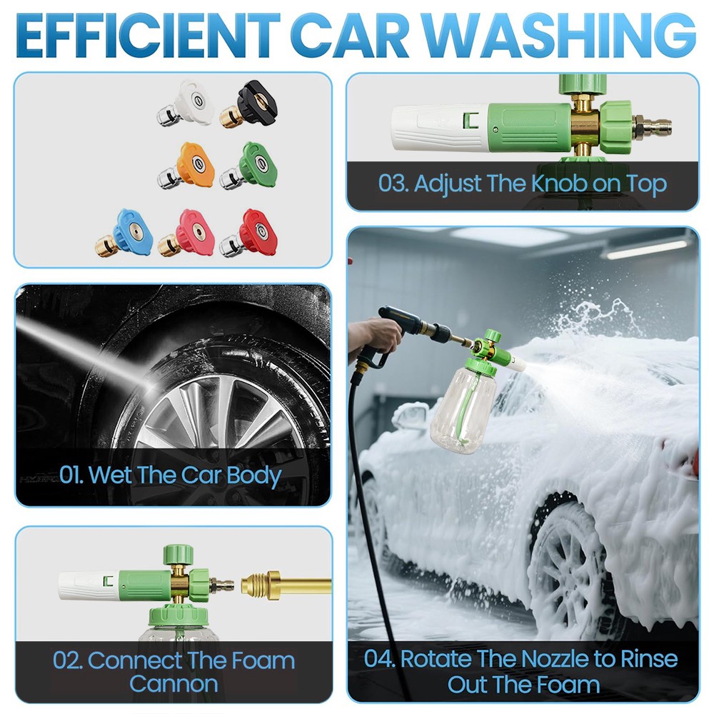 Car Washer Gun Foam Sprayer Cannon with 7 Nozzles for Car Washing Home Garden