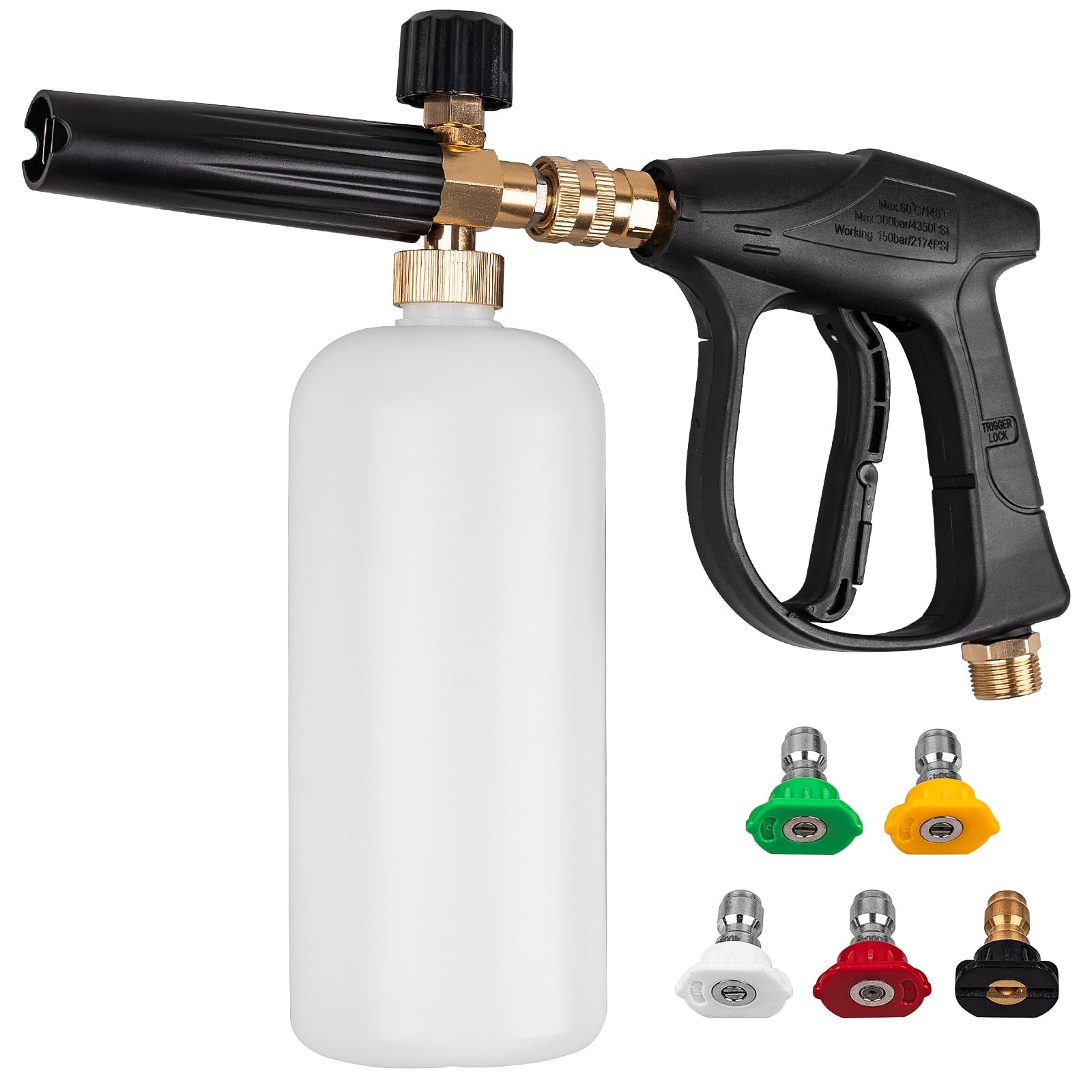 Pressure Washer Short Gun, Foam Cannon with 1/4 Inch Quick Connector, Power W…