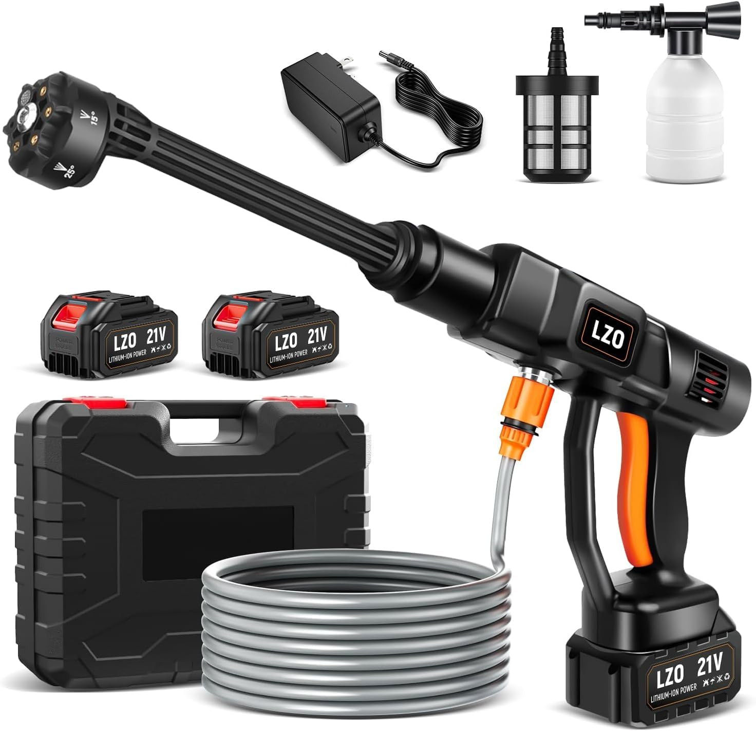 Cordless Pressure Washer 21V X2 Batteries | Battery Powered, Portable, 6-In-1 No