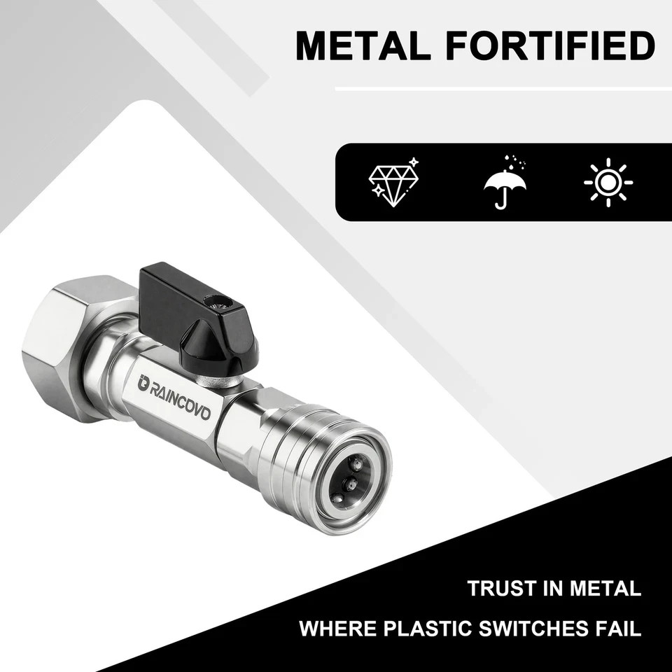3/4 GHT Garden Hose Shut Off Valve to 1/4 Quick Connect Pressure Washer Adapter