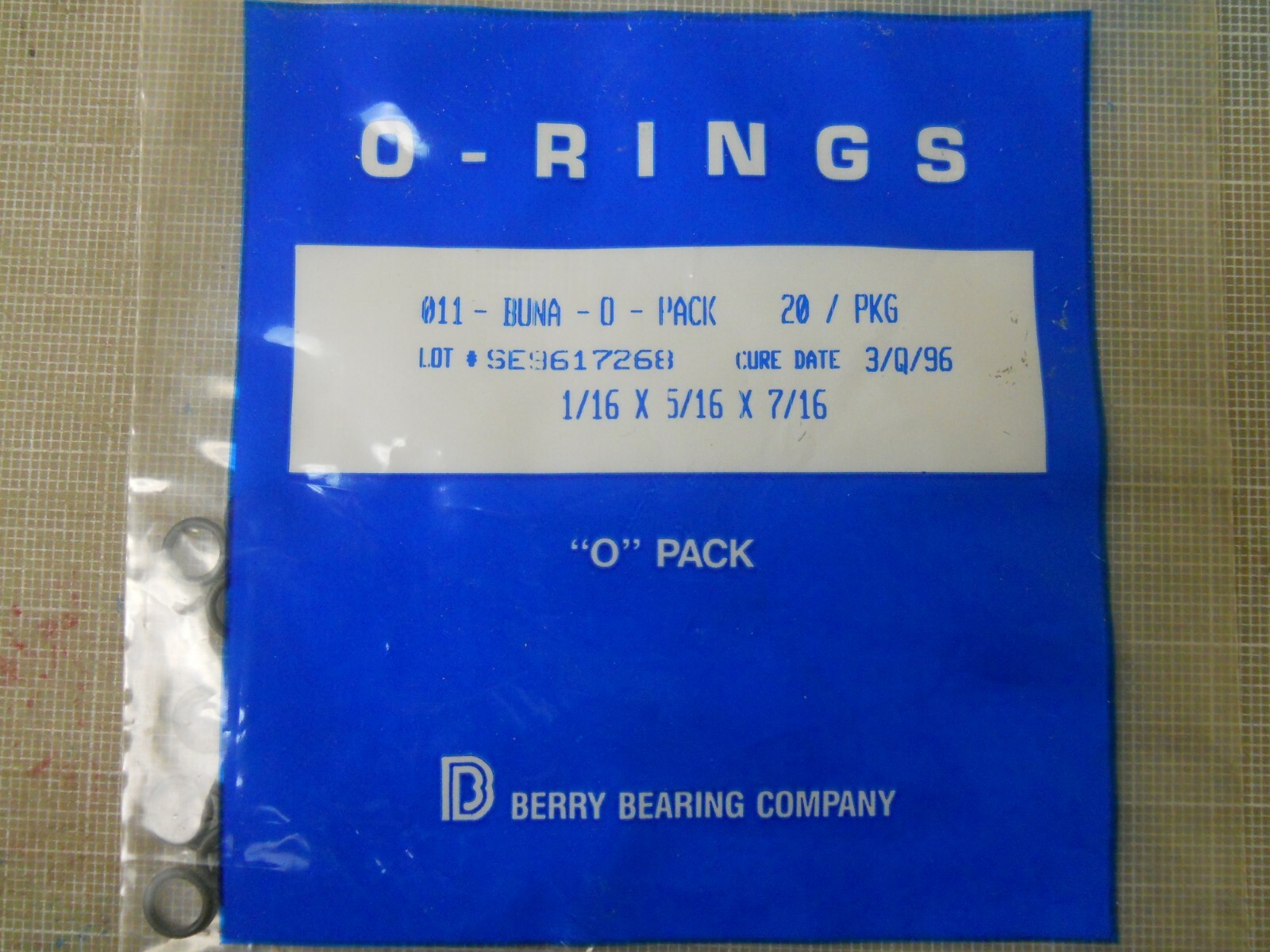 Berry Bearing O-Rings Buna (7/16×5/16×1/16) 20 Pack General-Purpose