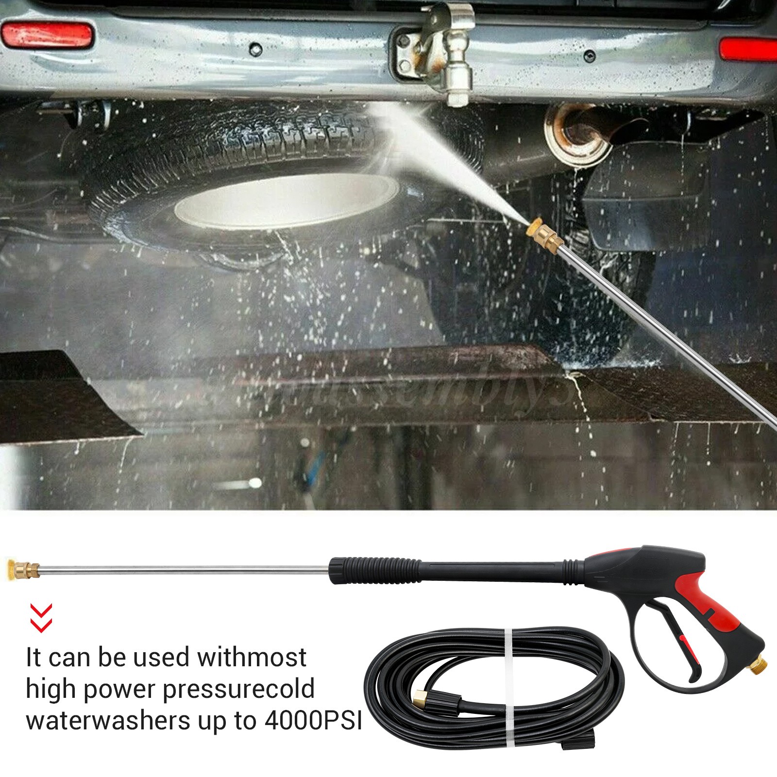 High Pressure Car Power Washer Gun 4000PSI Spray Wand Lance Nozzle and Hose Kit