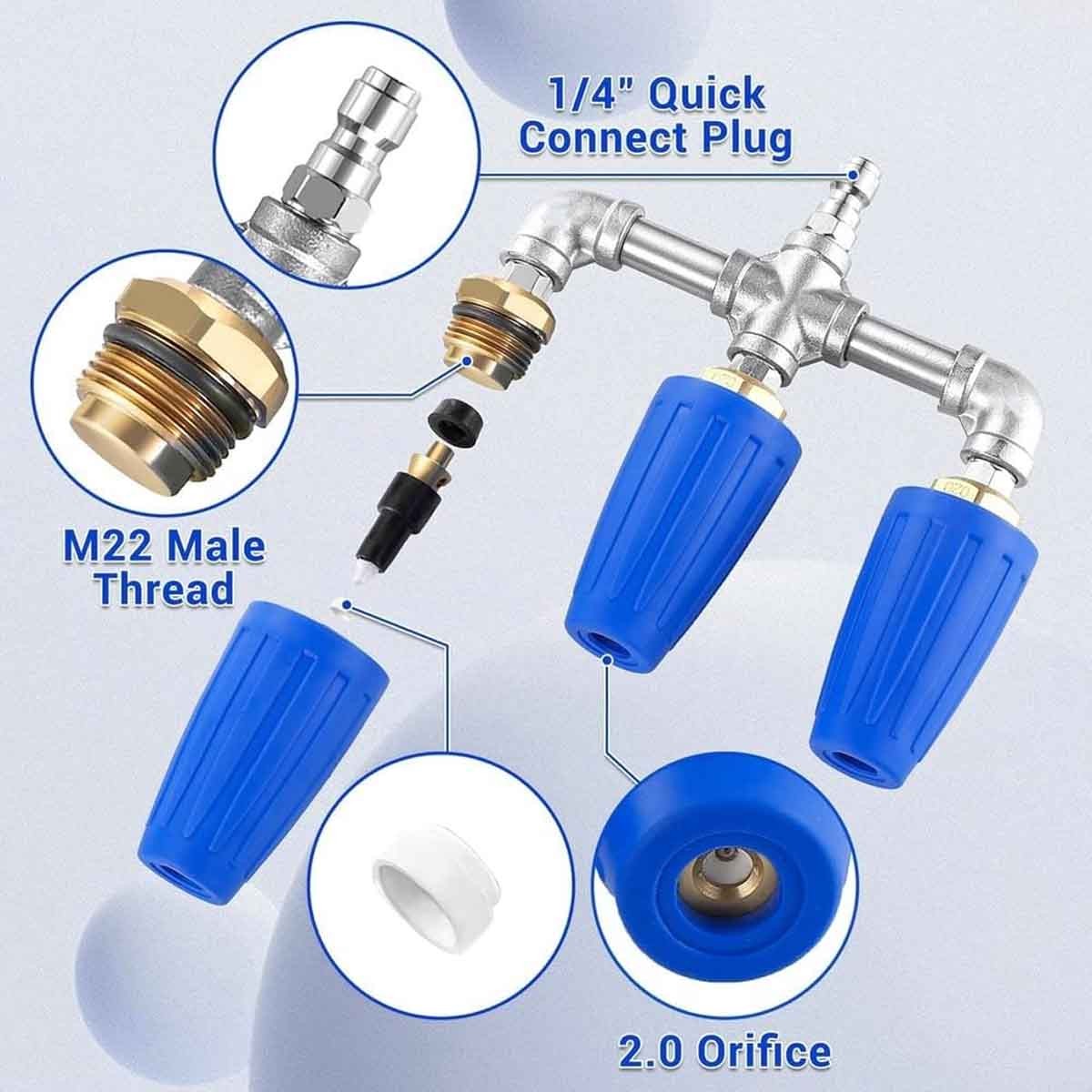 2026 Upgrade 3 in 1 360° Rotating High Pressure Turbo Pressure Washer Nozzle