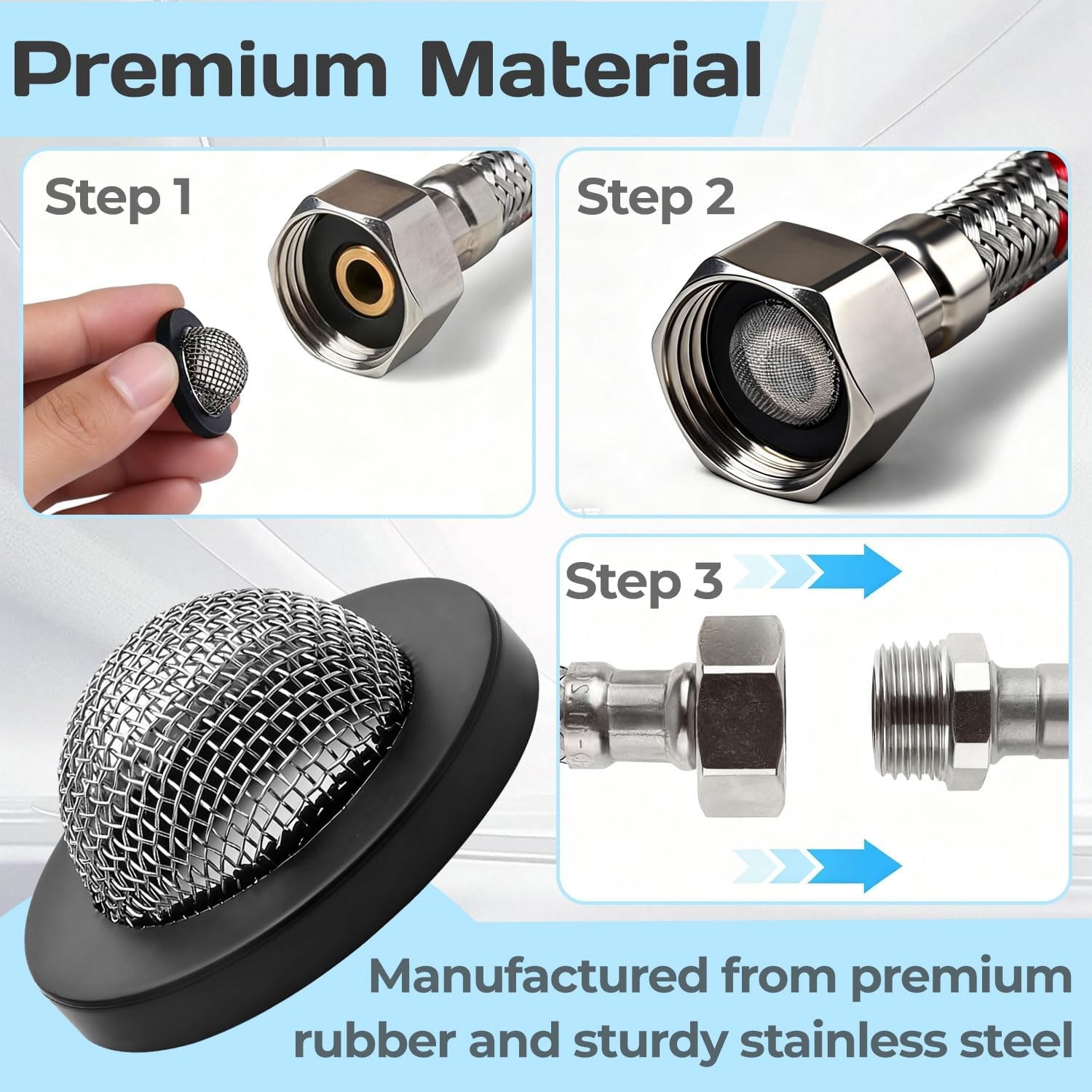 20 Pack Garden Hose Screen Filters Rubber Washer with Stainless Steel Mesh Fits