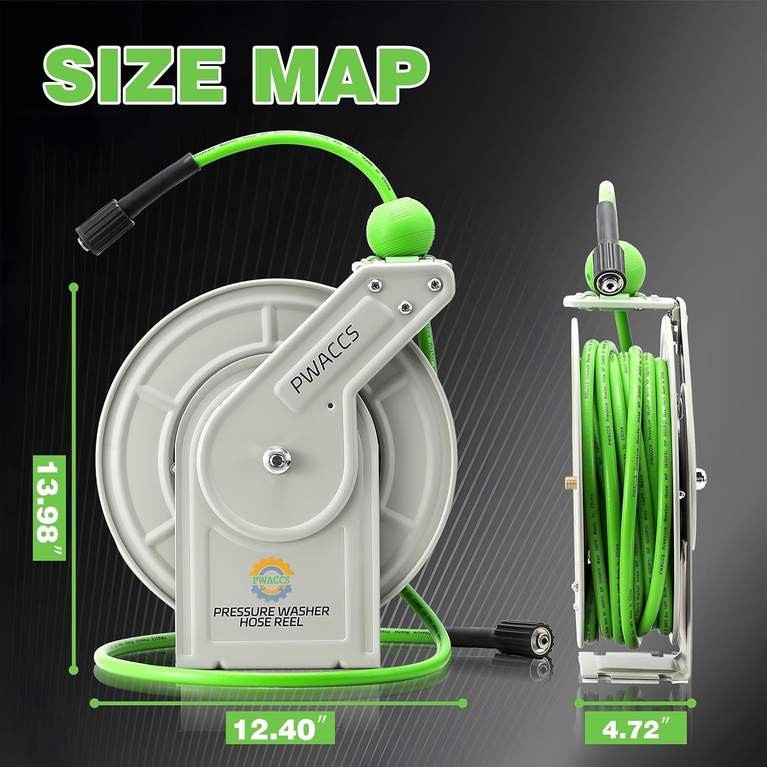 Retractable Pressure Washer Hose Reel 1/4x60ft 3600 PSI Auto Rewind