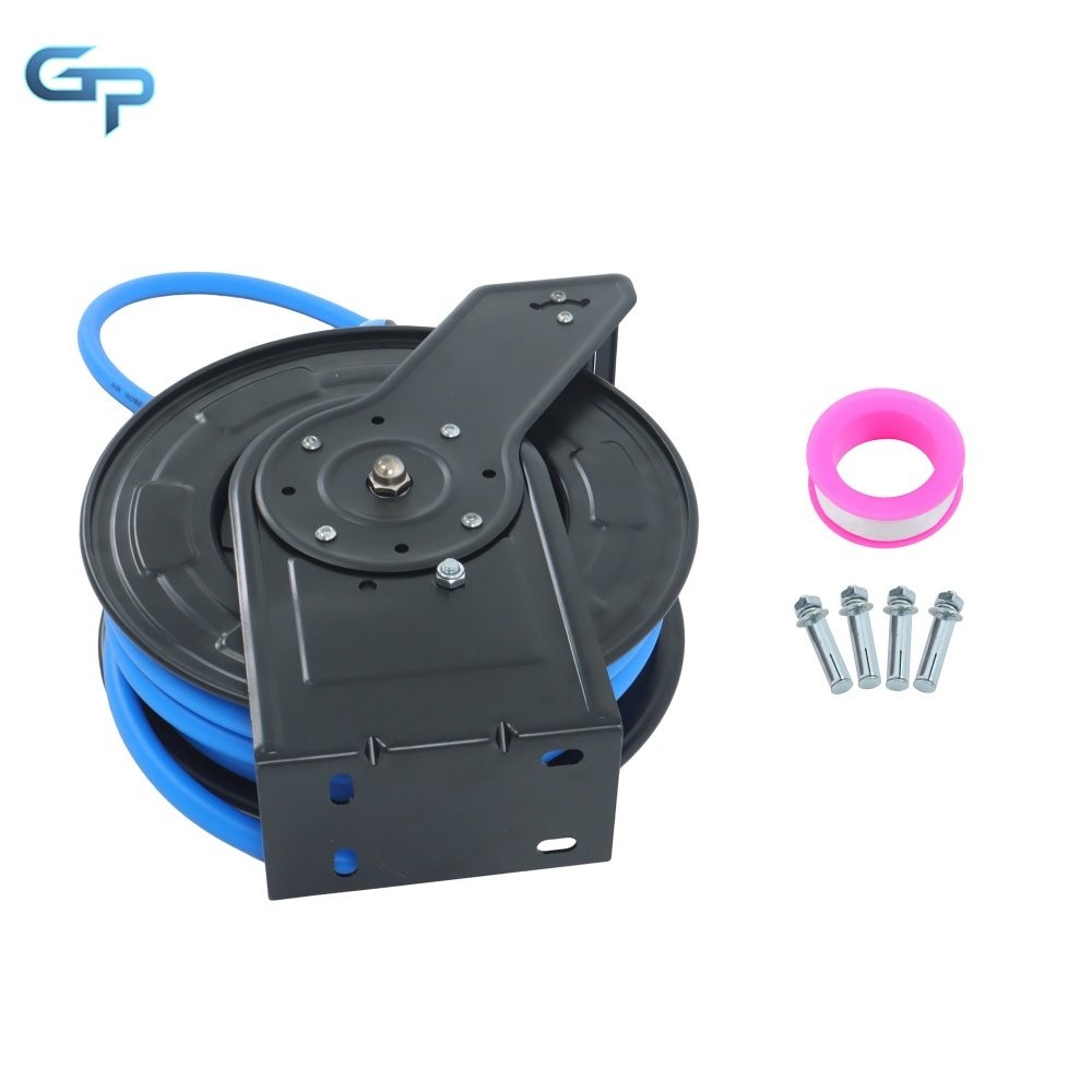 Retractable Air Hose Reel 1/2″ Inch x 50′ Ft Wall Mount Auto Rewind Hose-Reel