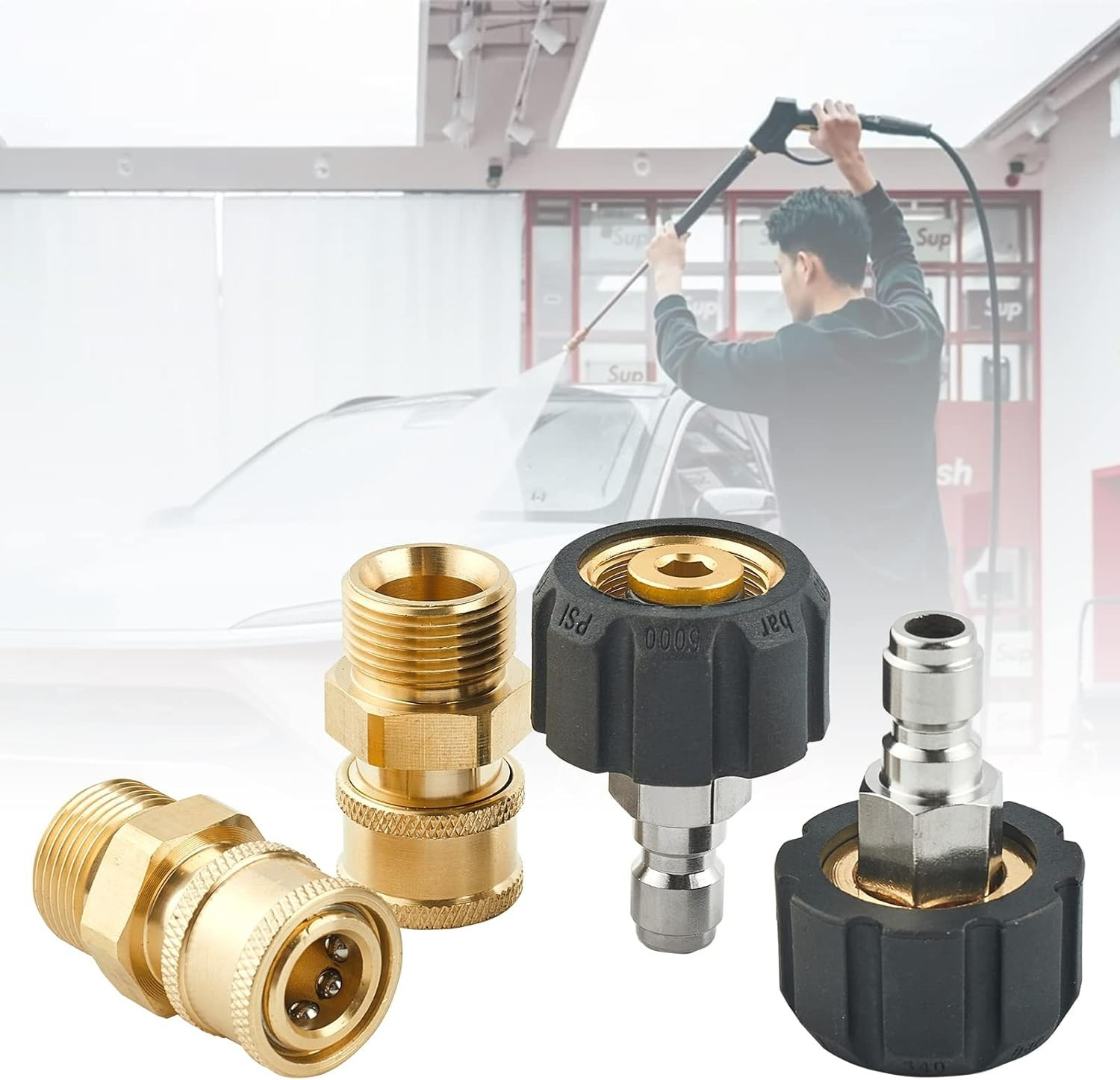 “Pressure Washer Quick Connect Fittings, M22 14mm to 1/4 Inch Quick Connect Pr..