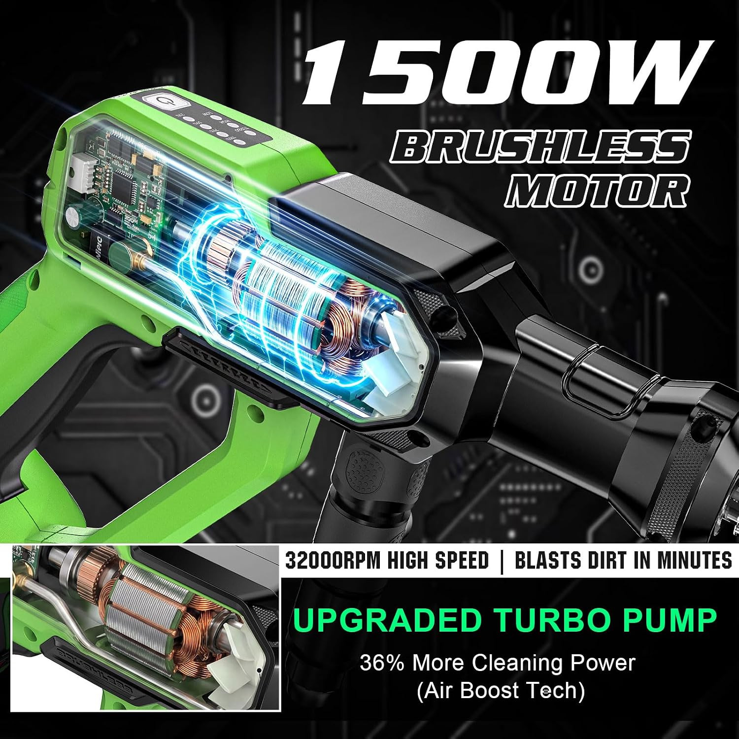 Cordless Portable Washer for Car, Handheld Washer with Brushless Motor, 2 X 4.0
