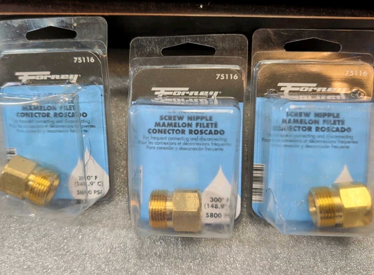 Lot Of 3 Forney 75116 Pressure Washer FNPT Screw Nipple, M22M to 3/8″ FNPT