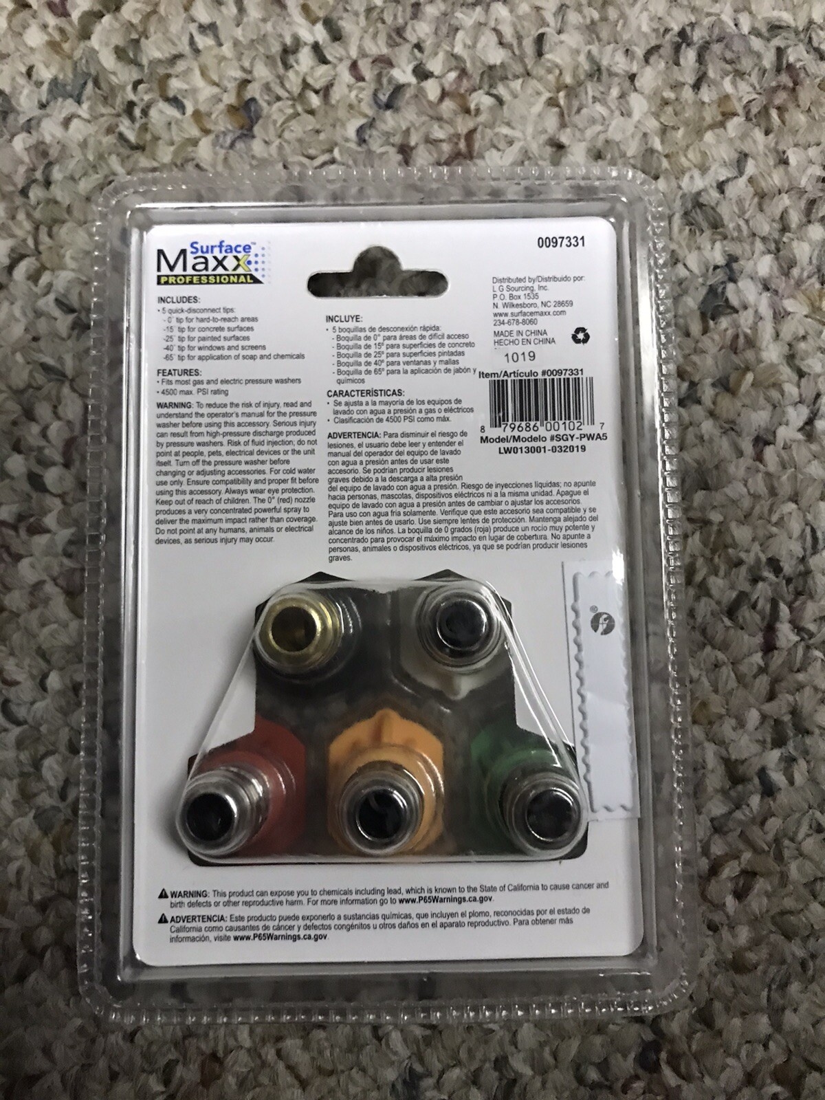 5pack Pressure Washer Surface Maxx Professional Spray Tips