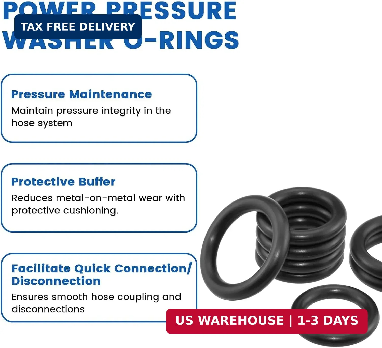 80 Pcs Pressure Washer O-Rings for 1/4″, 3/8″ Quick Couplers, High Temperature R