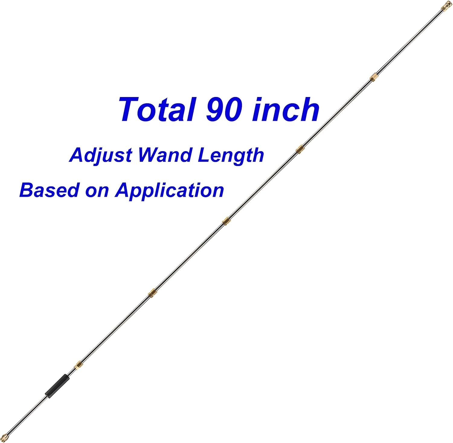 Versatile 90-Inch Power Washer Extension with Stainless Steel & Brass Fittings