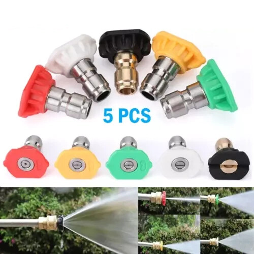 5/pk Quick Connect 1/4″ Set Pressure Washer Spray Tips Nozzles High Power Kit