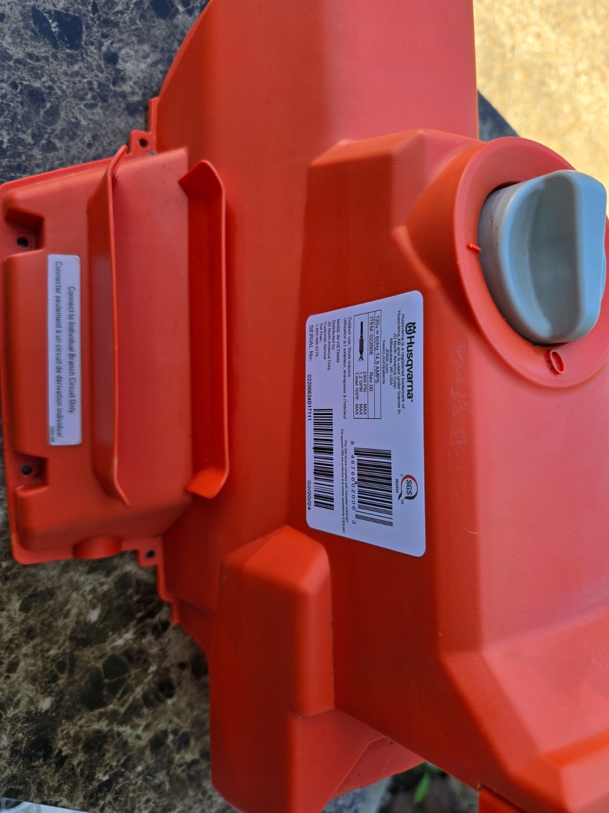 Husqvarna PW 2300 Pressure Washer Main Cover w/Screws