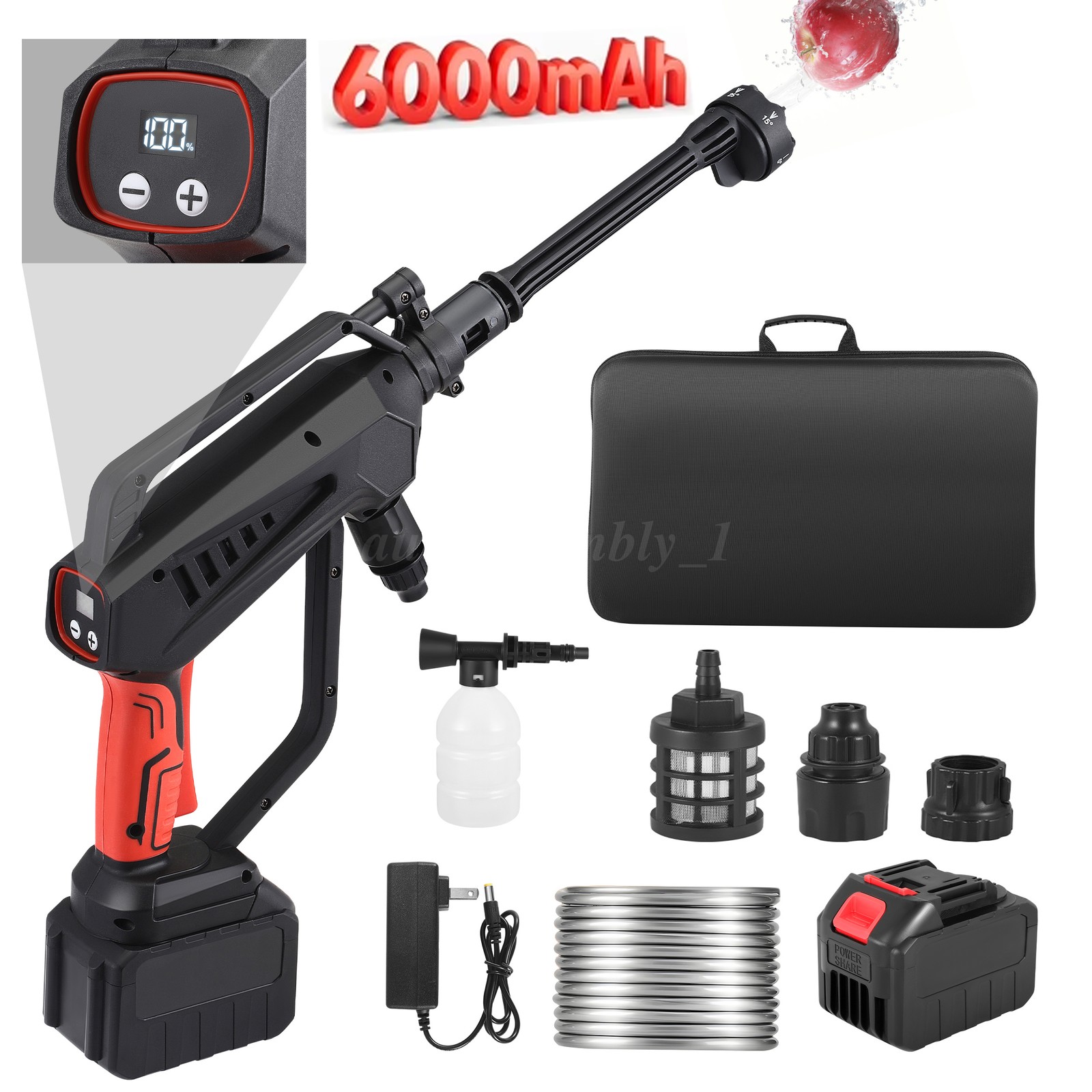 970PSI 6-in-1 Cordless Power Washer, Portable Pressure Washer 6.0ah Battery 800W