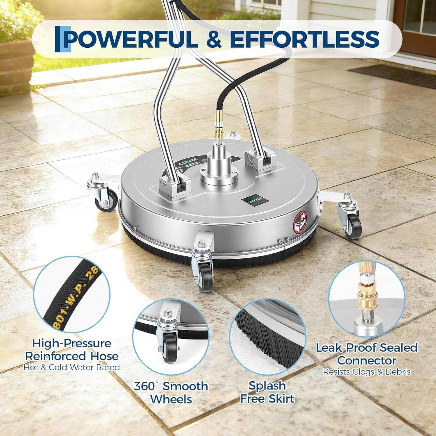 21″ Pressure Washer Surface Cleaner Stainless Steel Dual Handle Surface Cleaner