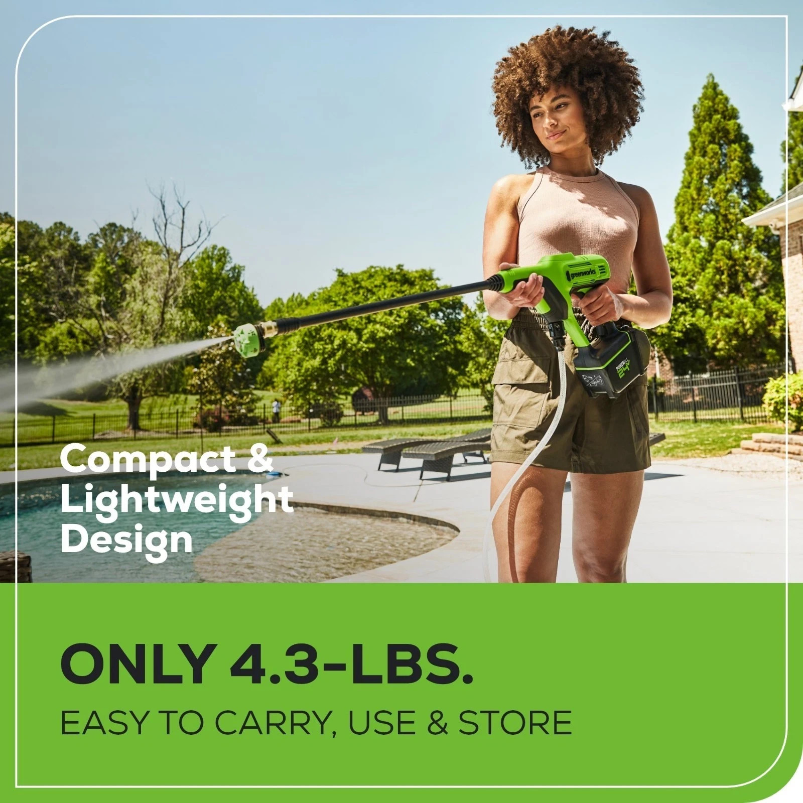 Greenworks 24V Cordless Pressure Washer 600PSI 0.8GPM w/ 4Ah Battery and Charger