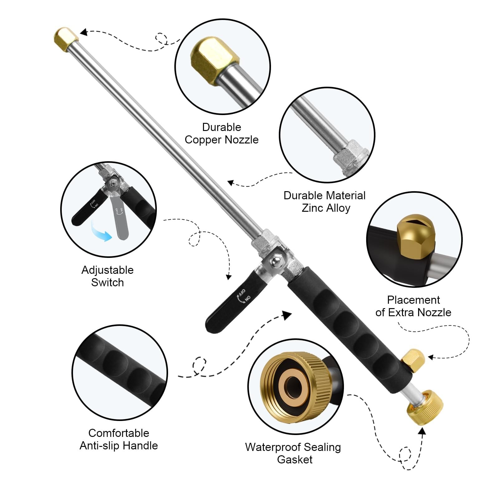 38in Upgrate High Pressure Hose Nozzle, 2-In-1 Power Washer Nozzle for Garden…