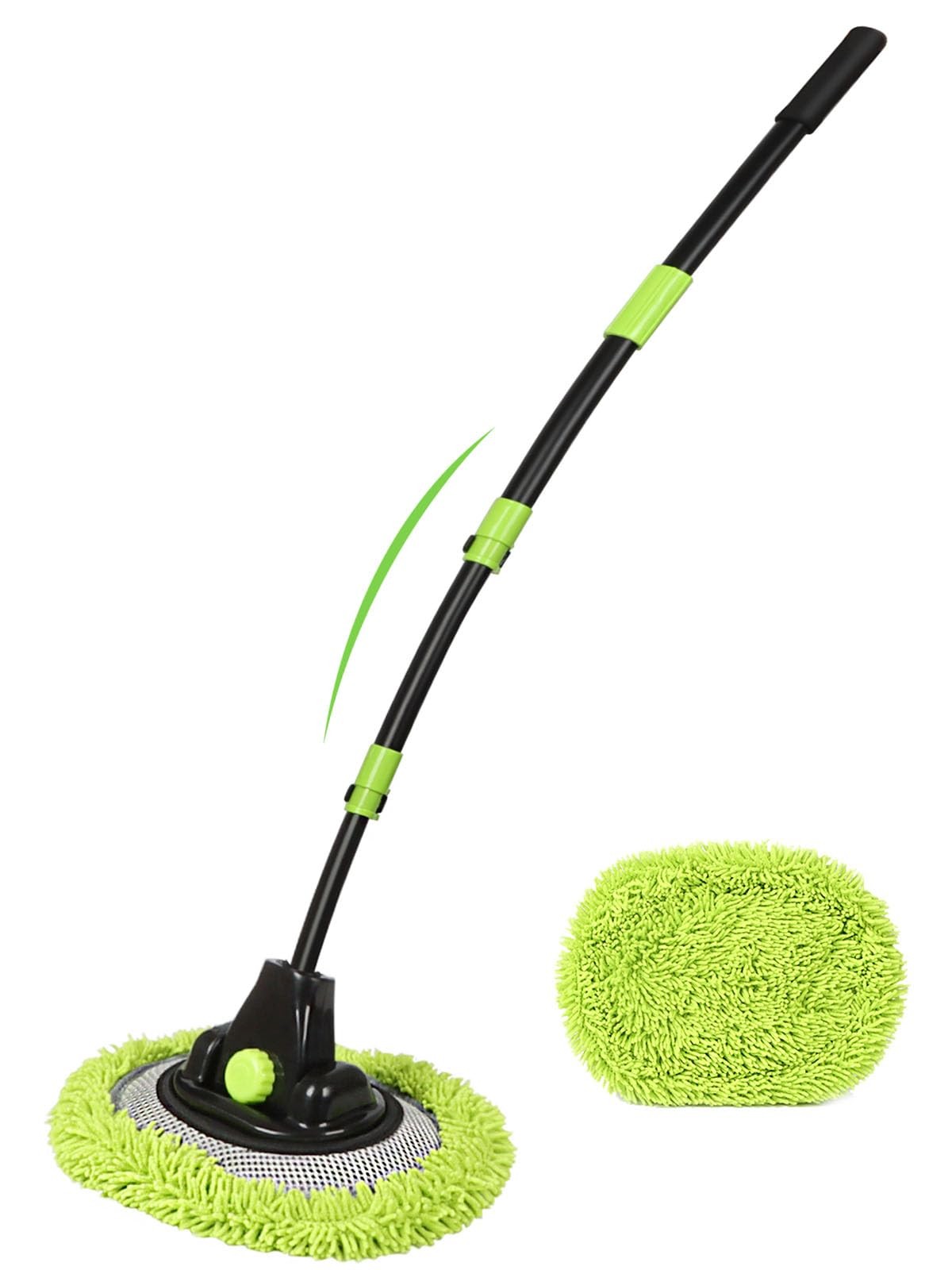 4 Sections Car Wash Brush with 15° Curved Aluminum Alloy Long 51.6″, Green