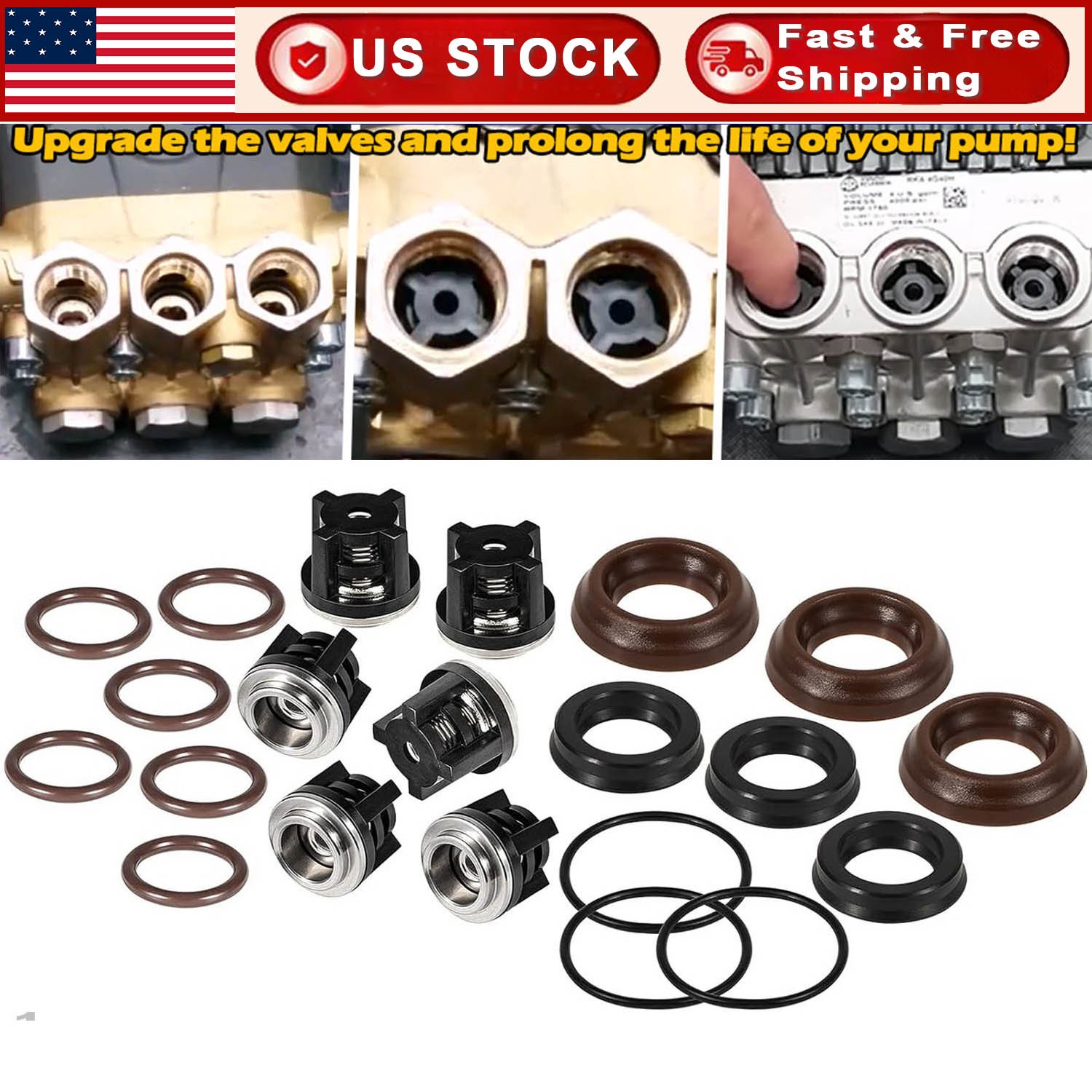 For Annovi Reverberi AR1857 Pressure Washer Packing Kit Water Pump Check Valves