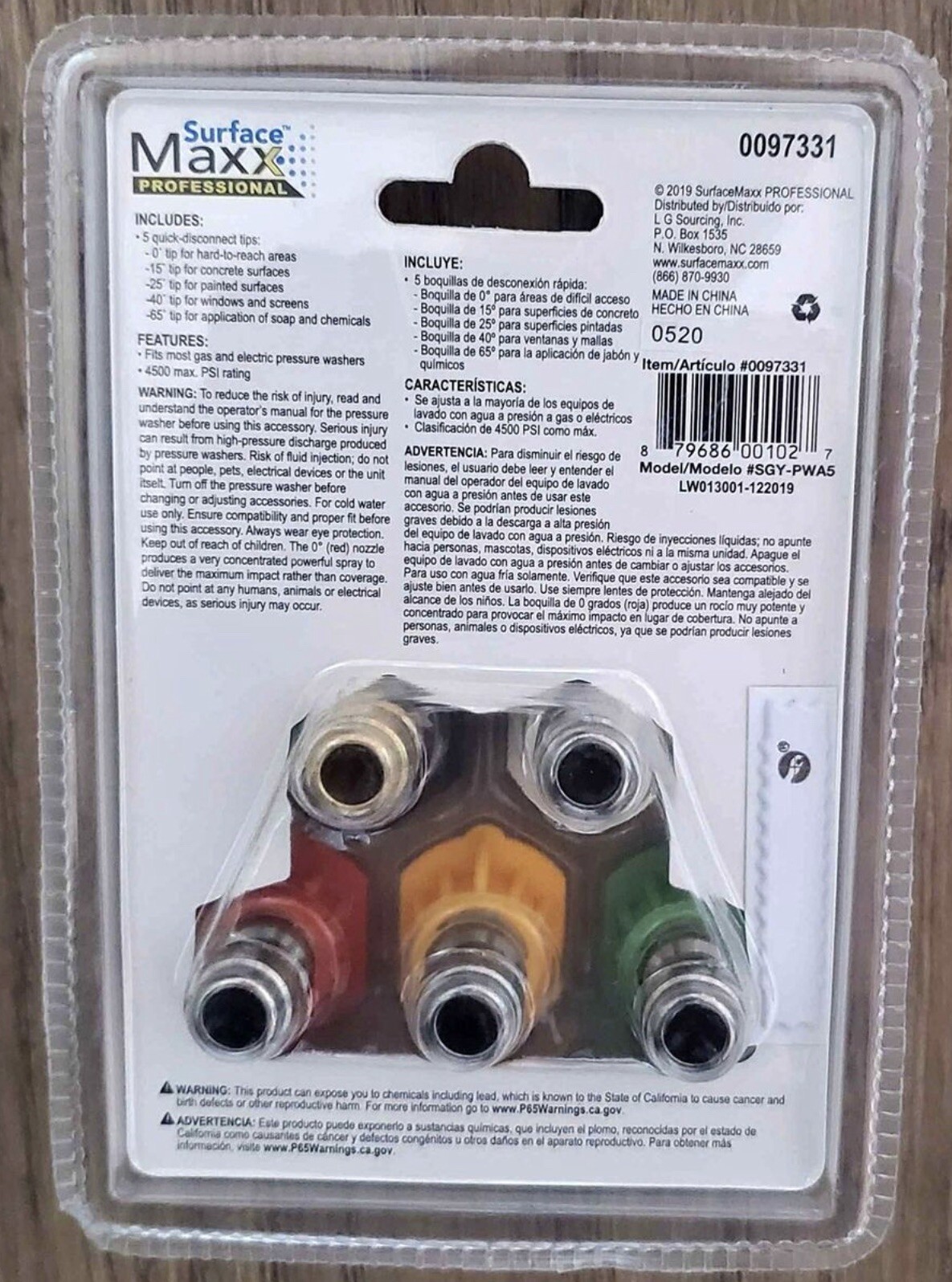 🔥Surface Maxx Pressure Washer Spray Nozzles Tips Gas Electric 5 Pack 4500 PSI