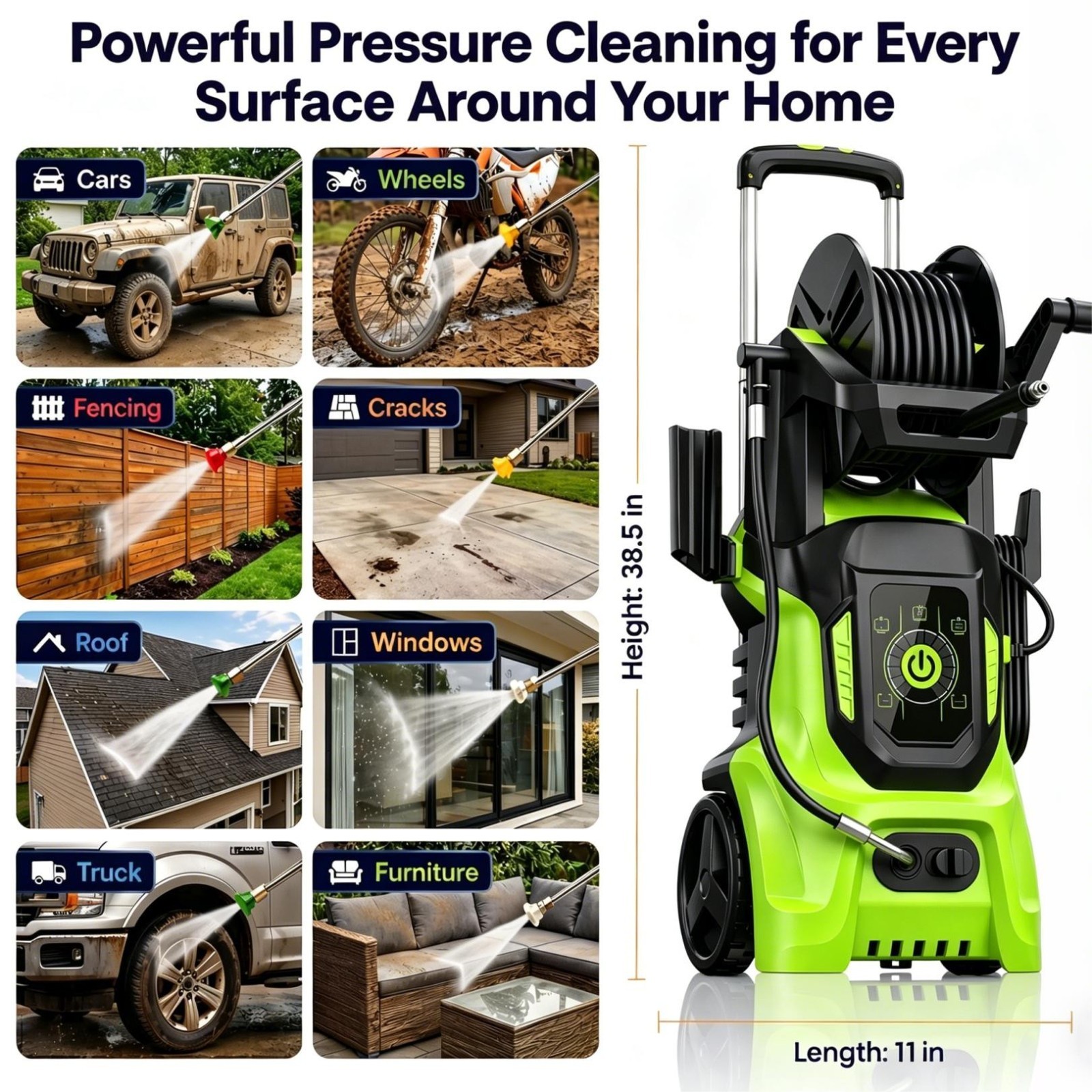 Electric Pressure Washer 5000PSI 3.0GPM, 15 Level Adjustable Touch Screen