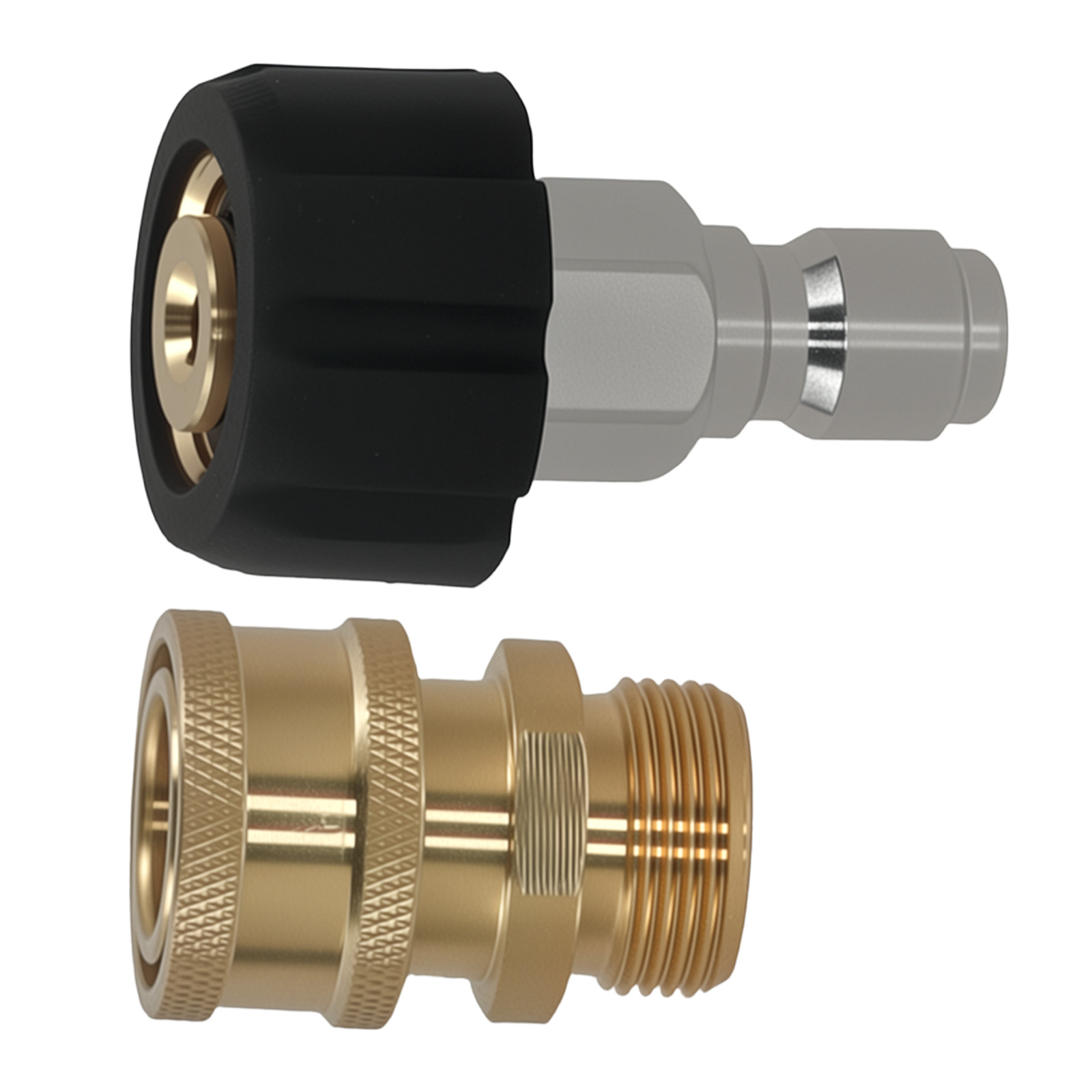 M22-15mm to 3/8″ Quick Connect Pressure Washer Coupler 5000PSI Brass Stainless