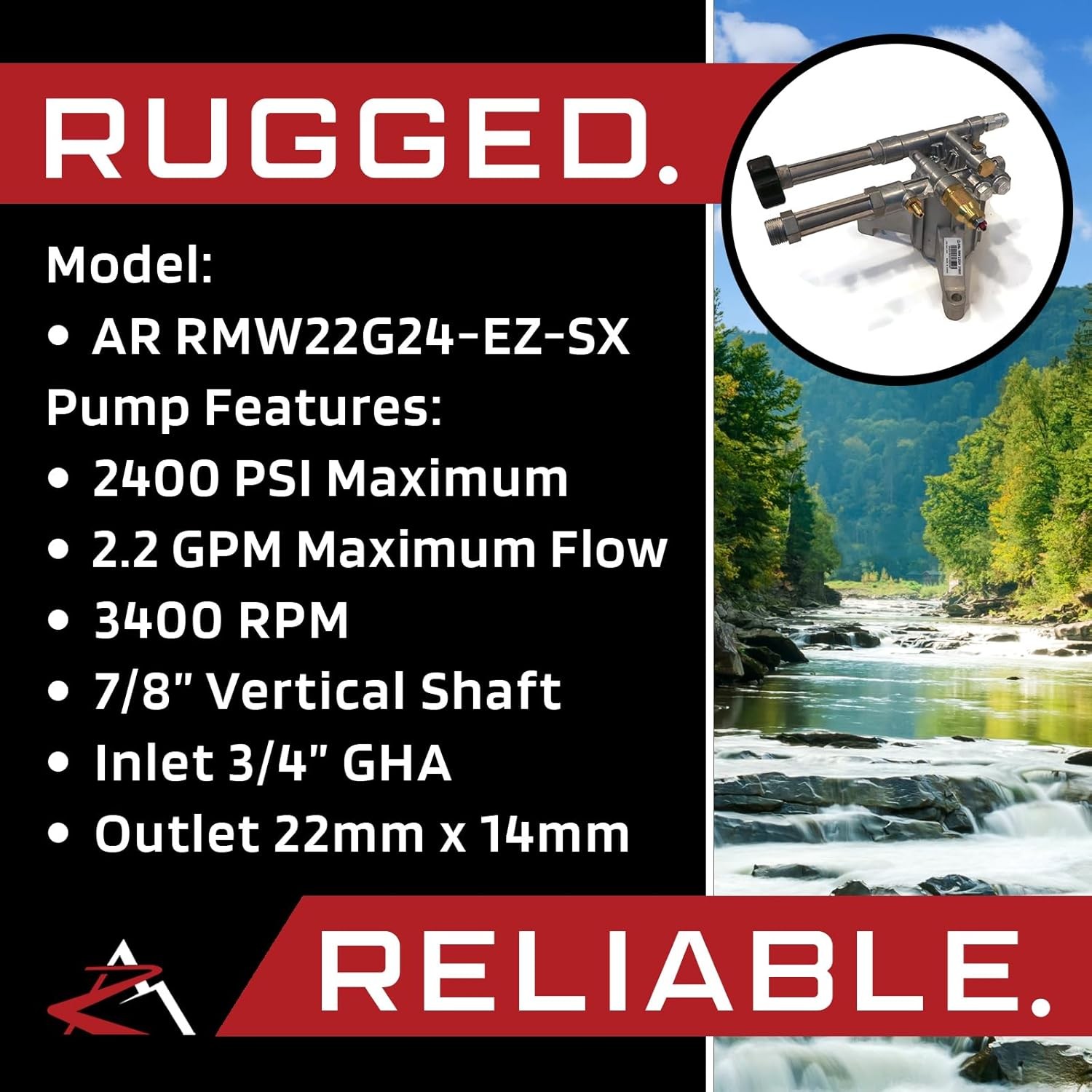 OEM AR Annovi Reverberi Rear-Facing or Left-Handed SX Pump 2400 PSI 2.2 GPM
