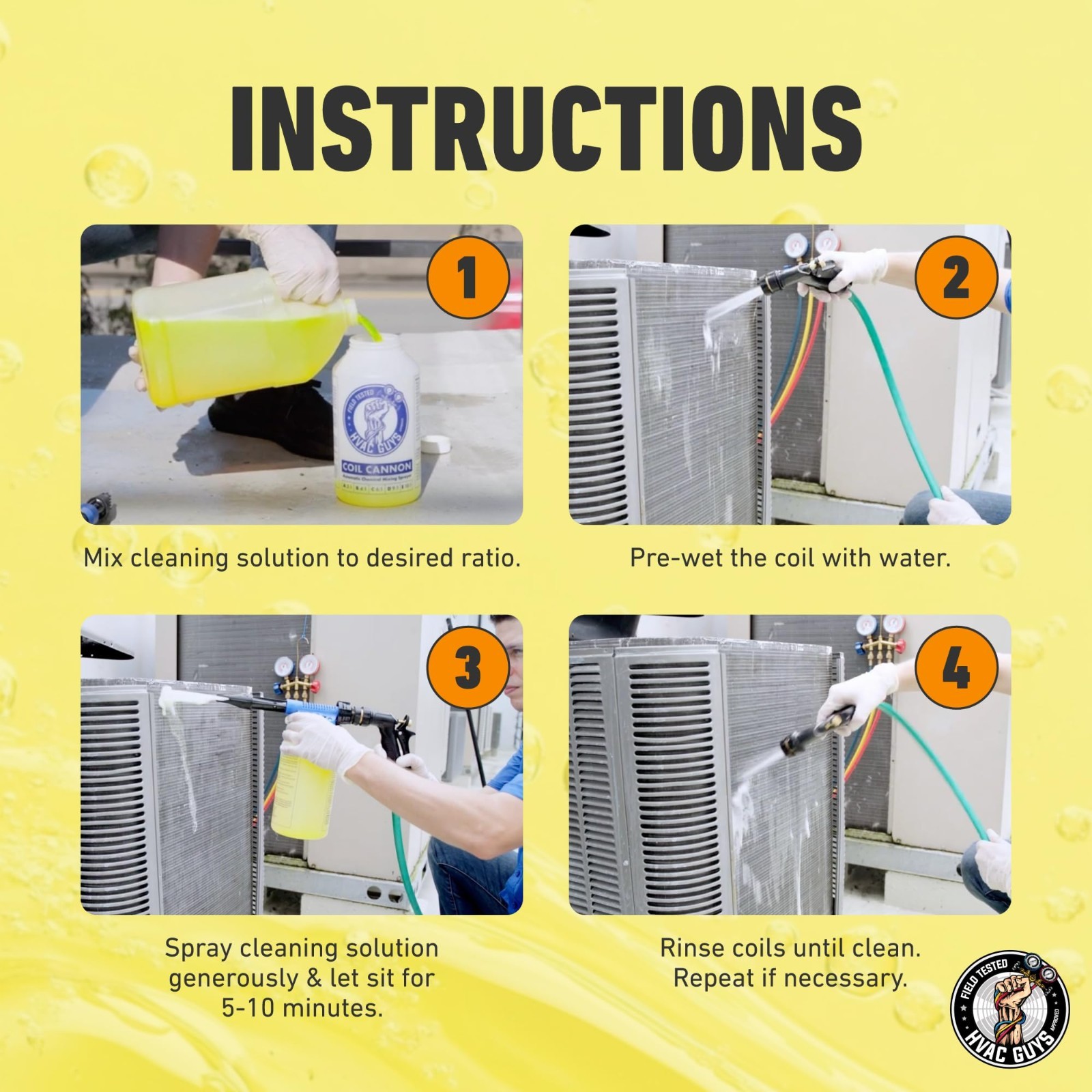 Powerful AC Coil Cleaner for Condensers & Evaporators | No Rinse, 1 Quart, 4:1 t
