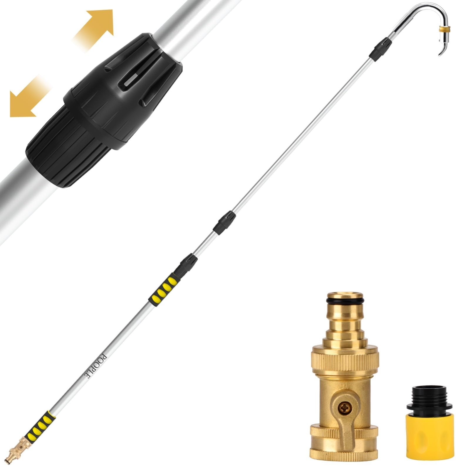 20FT Telescoping Gutter Cleaning Tool, 360° Metal Head, Hose Attachment, Easy Re