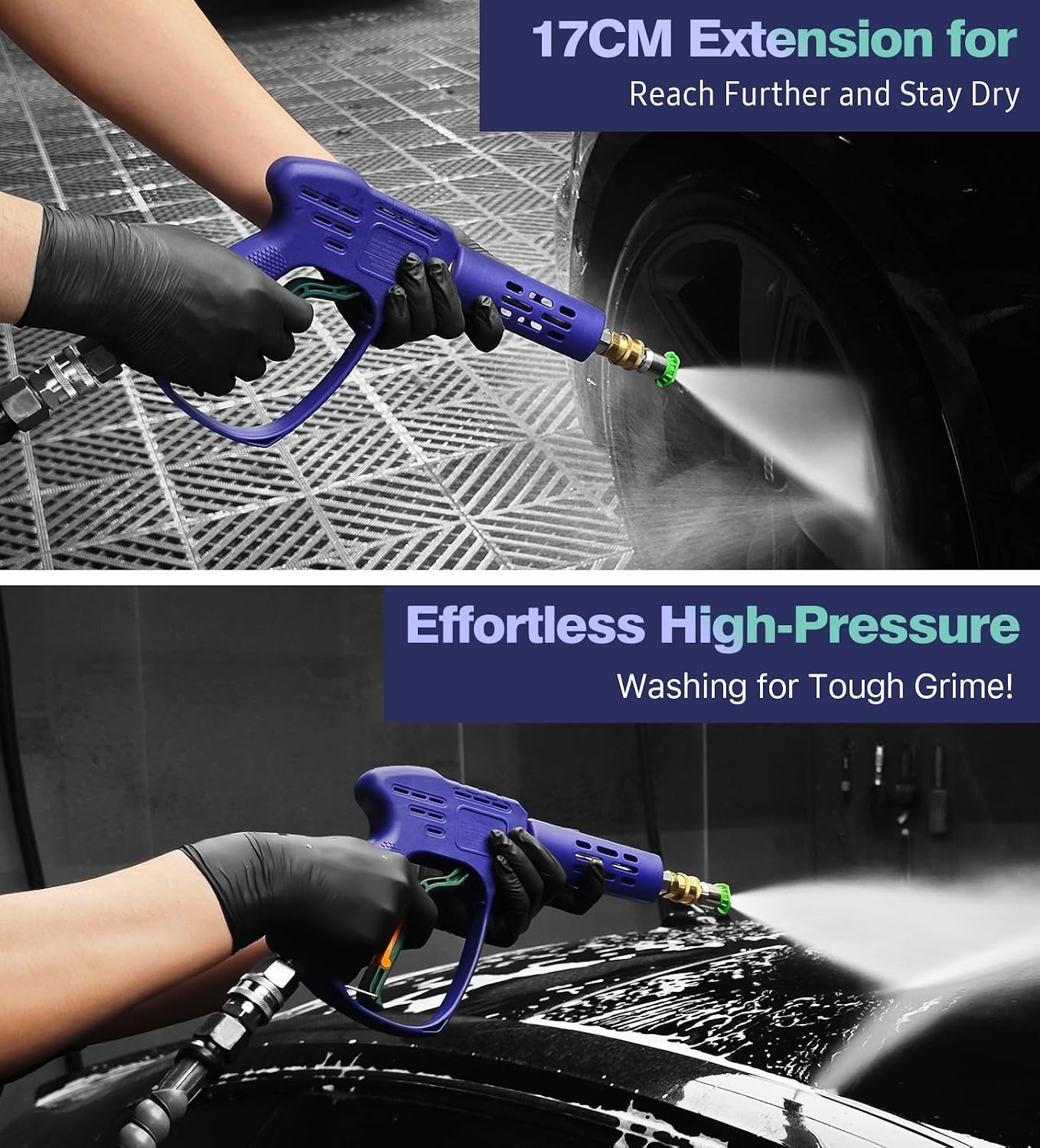 YeewayVeh High Pressure Washer Gun with 3/8″ Quick Connect and M22 14mm / 15mm F