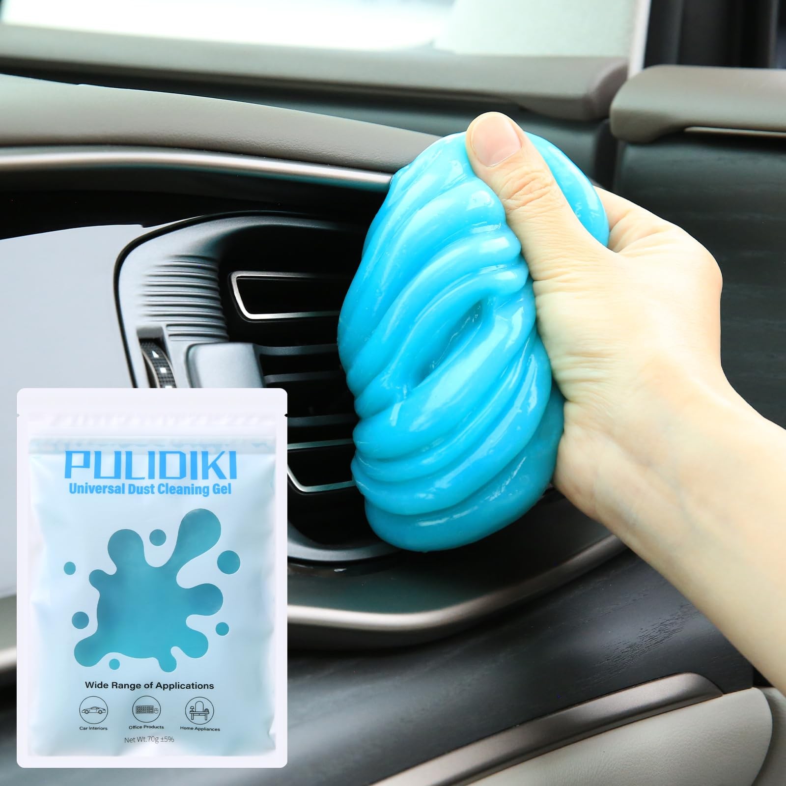 PULIDIKI Car Cleaning Gel Clean Putty, Universal Blue 1 Bag (70g),