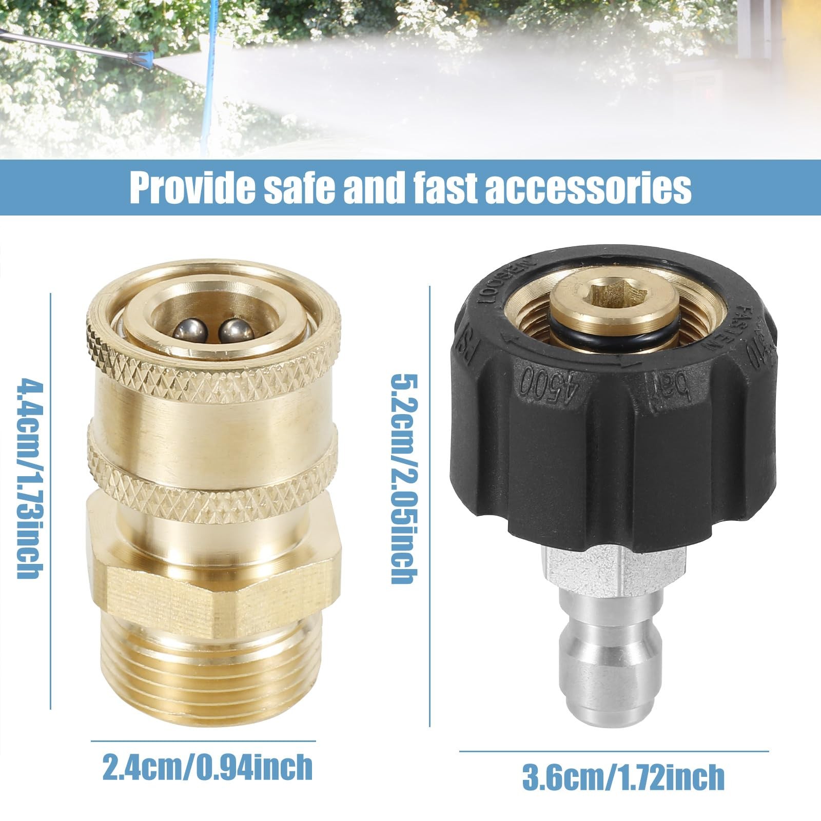 8 PCS 1/4 Inch Pressure Washer Quick Connect Kit Stainless M2214mm 4500 PSI