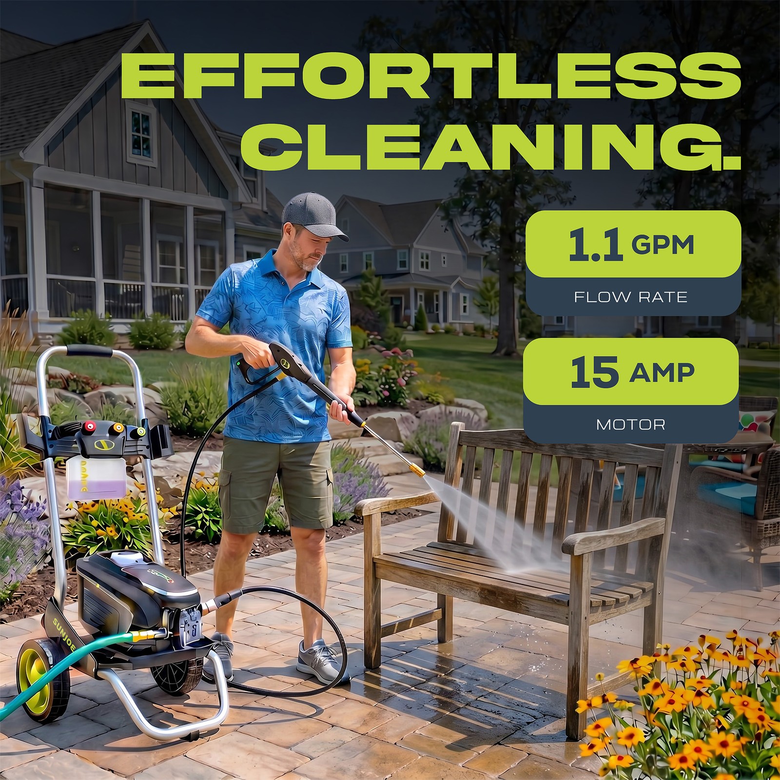 Sun Joe 2200 PSI Electric Pressure Washer w/ Foam Cannon & Nozzles, SPX7000-MAX