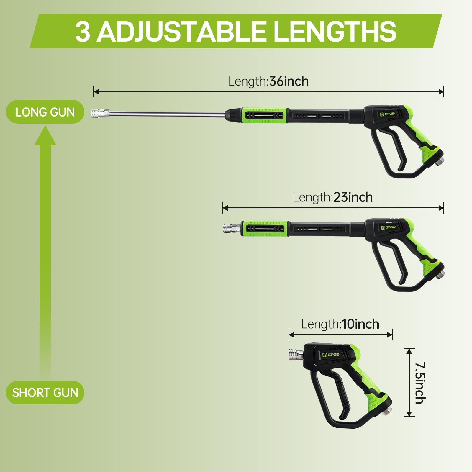 Swivel Pressure Washer Gun with Extension Wand 3/8 Quick Connect M22 Fittings