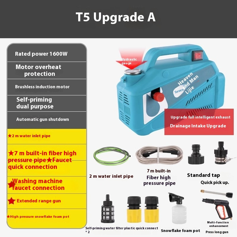 High Pressure Water Pump Automatic Pure Copper Portable Water Gun Brush