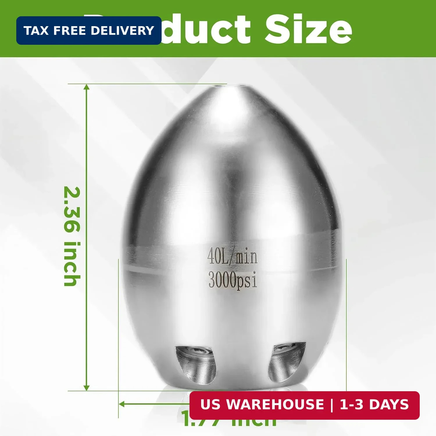 Sewer Jetter Nozzle for Pressure Washer, 3/8″ NPT Internal Thread Strong Shot Je
