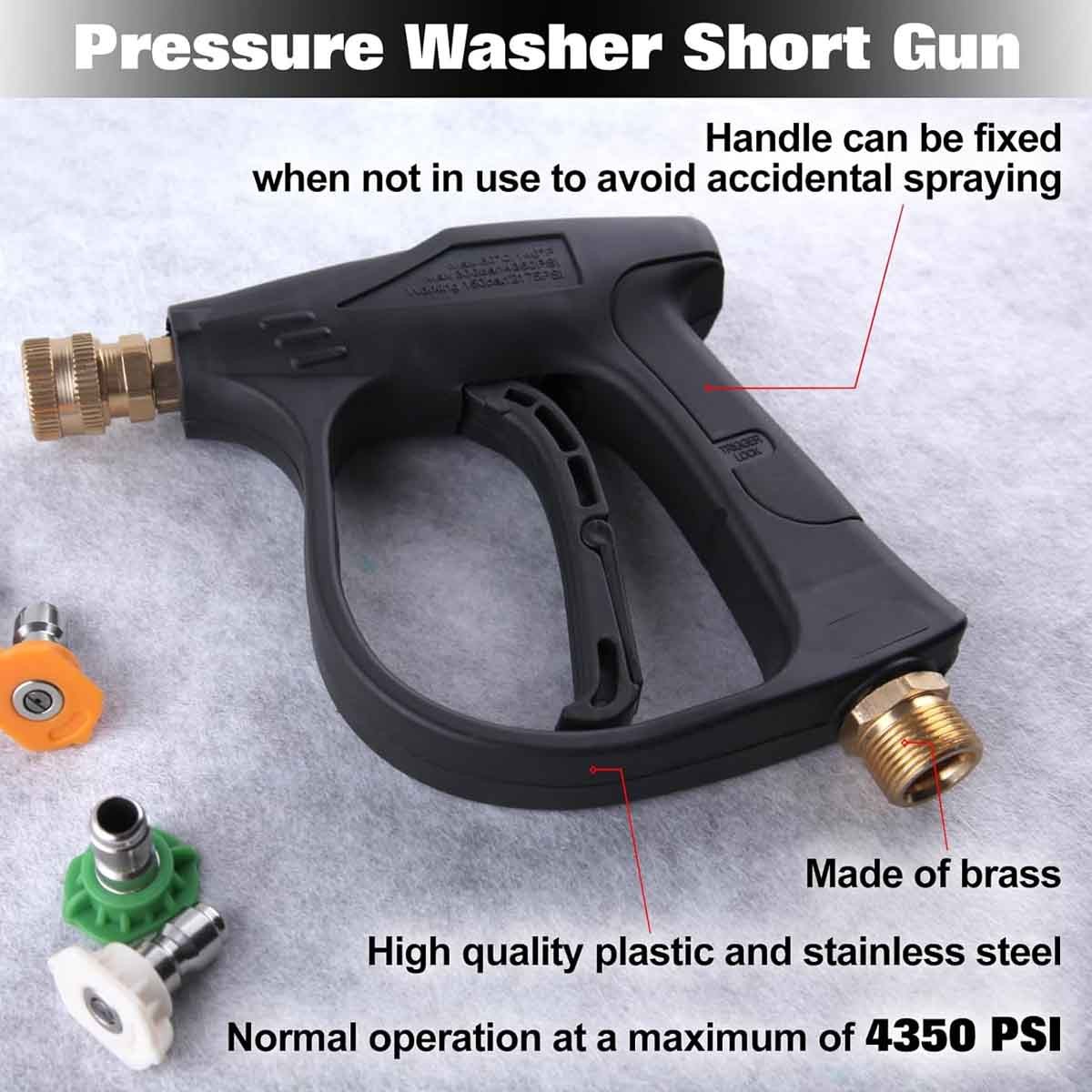 1/4″ High Pressure Washer Gun 4350 PSI Car Wash Foam Spray w/ M22-14mm Connector