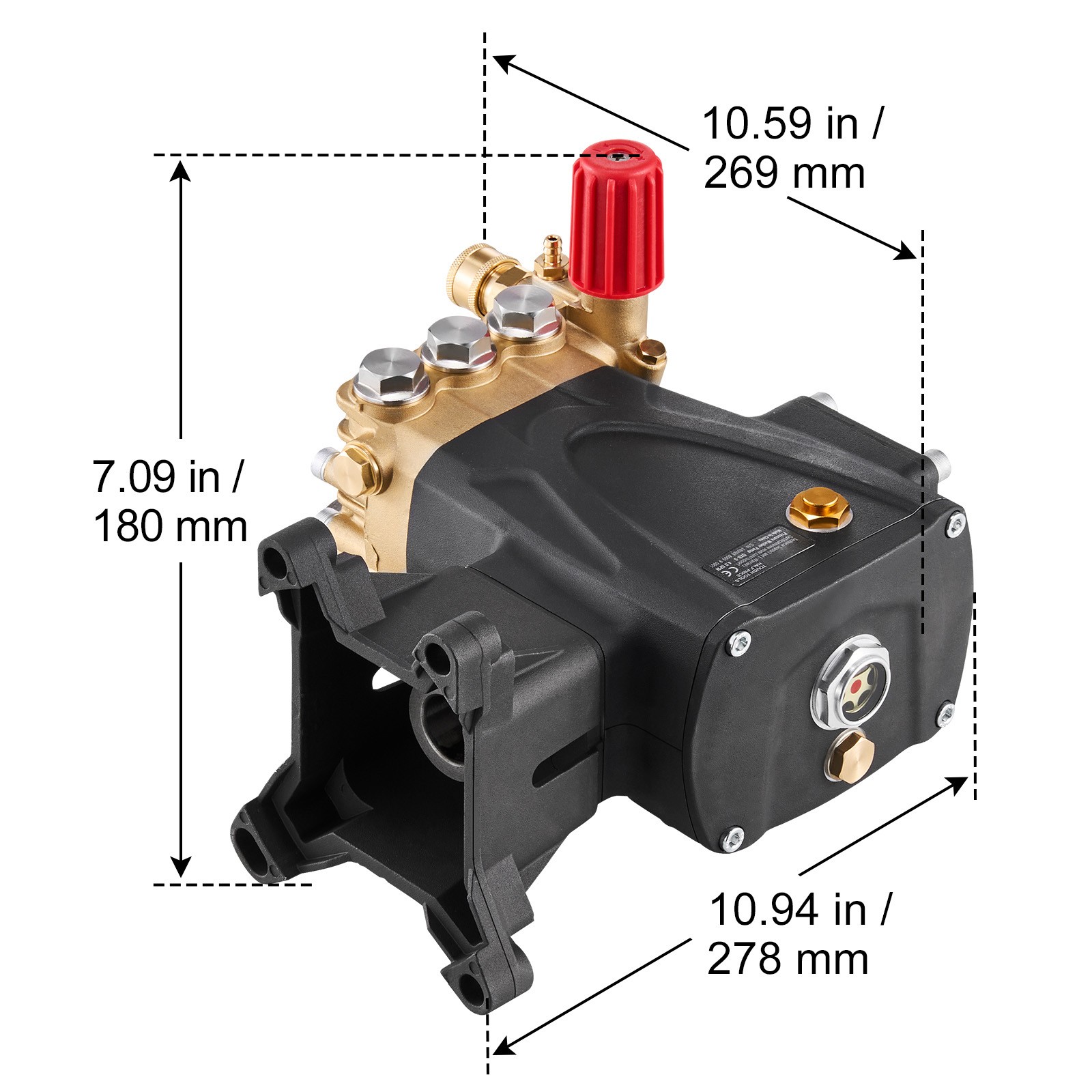 Uimoso Horizontal Triplex Plunger Pump, 4000 PSI, 4.0 GPM, 1-Inch Shaft