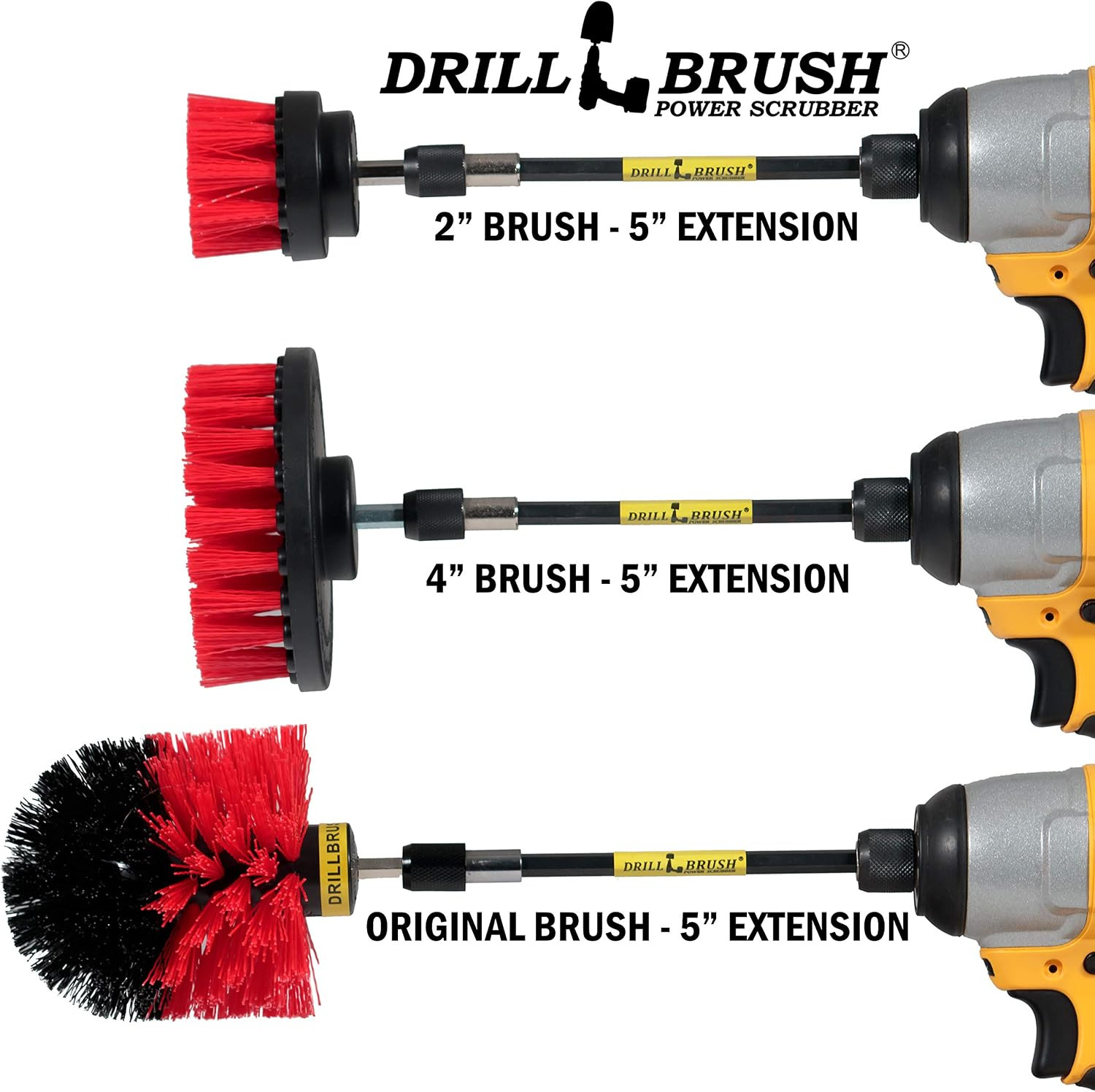 Stiff Bristle Power Scrubber Kit with Extension – Pressure Washer Surface Cleane