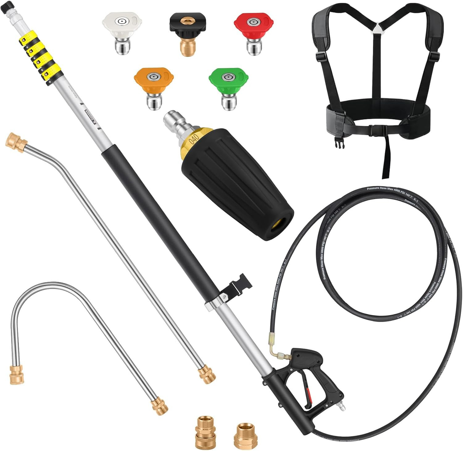 24 FT Telescoping Pressure Washer Wand Extension, Hot Water Supported Power Wash