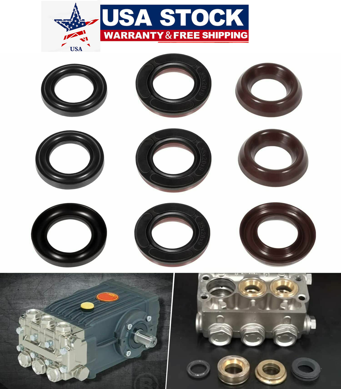 9PCS General Pump Kit 69 Replacement Seal Packing K69 GP Interpump TS2010 TS1511