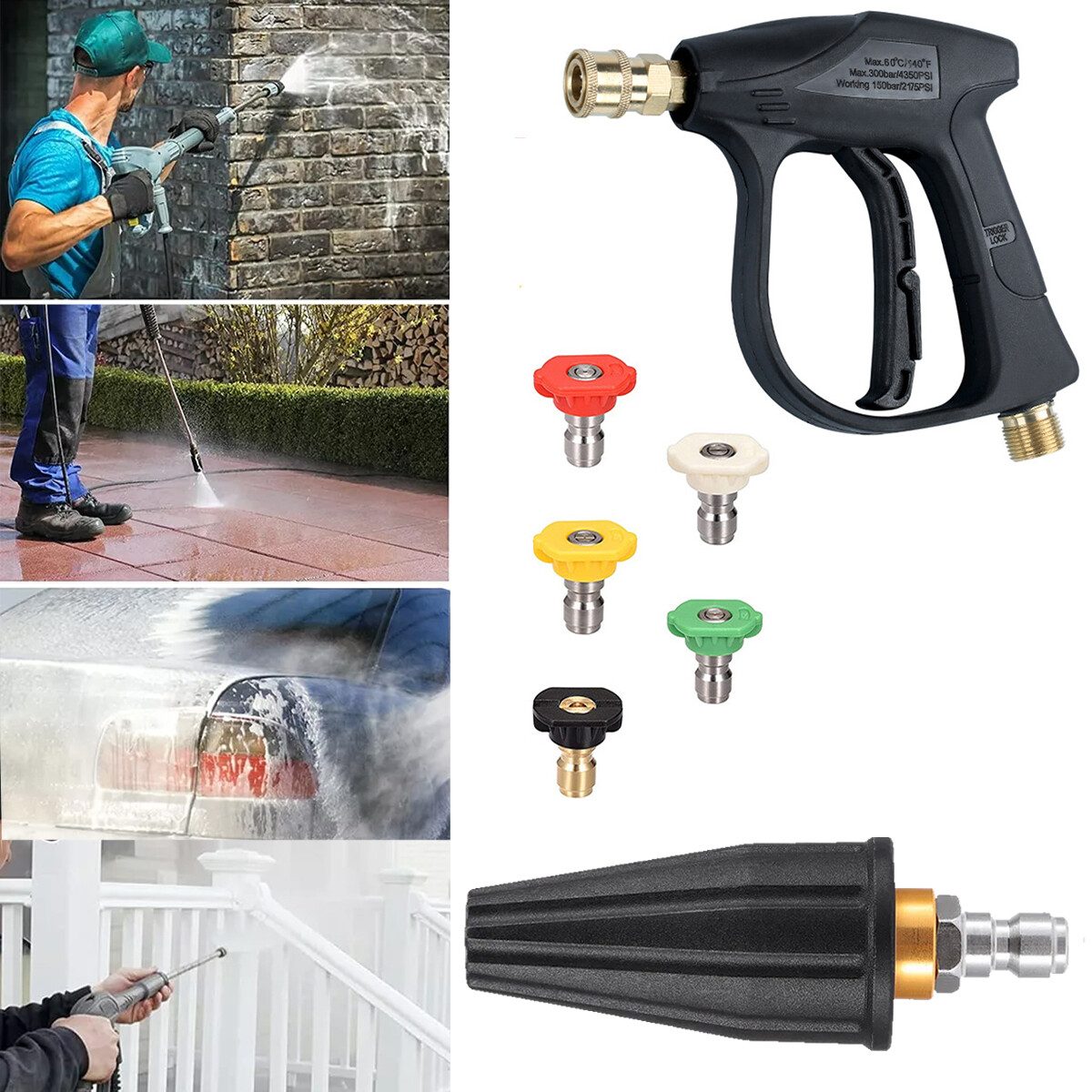 5800 PIS High Pressure Washer Hose+turbine rotating nozzle+cleaning water gun