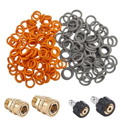 Pressure Washer O-Ring Kit 100PCS, 1/4” Red + 3/8” Gray Quick Connect Seals,