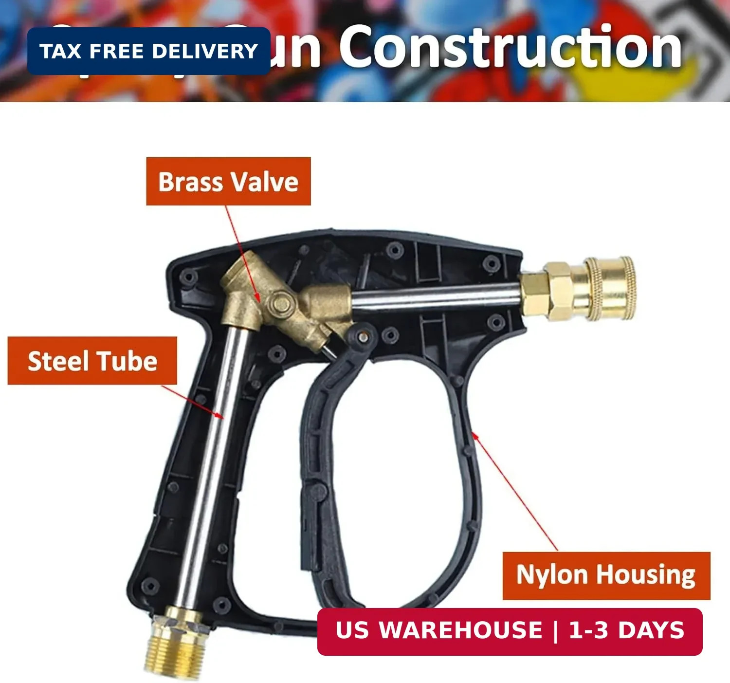 Bear Force High Pressure Washer Gun 3000 PSI Max, Power Washer Short Gun M22-14m