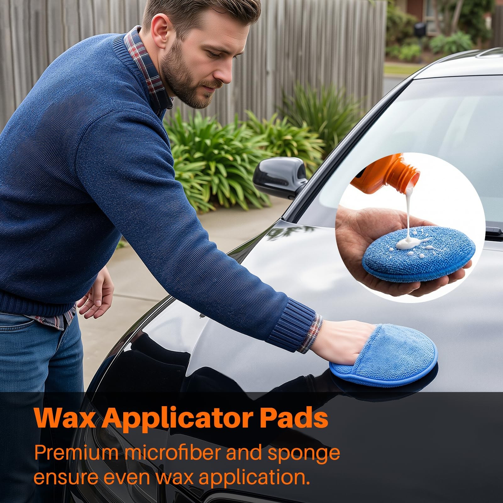 12Pack Wax Applicator Pads 5″ Microfiber & Foam for Auto Polishing, Waxing